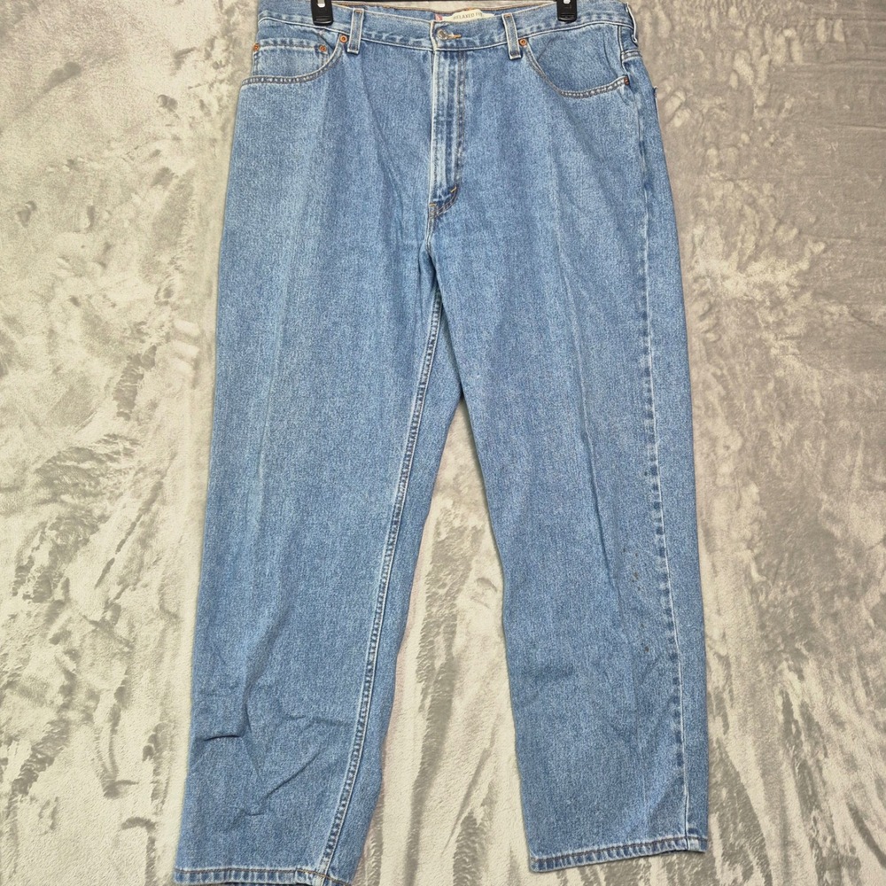 Levis 550 Relaxed Fit Light Wash Denim Jeans Mens 40x32 Blue Tapered Leg